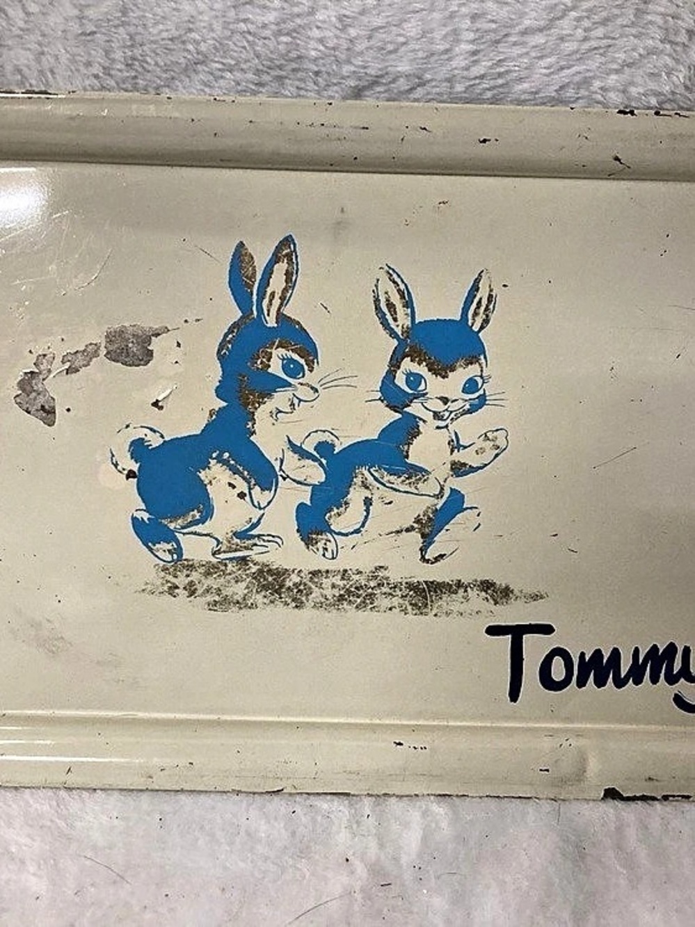 Tommy Vintage Rabbit Serving Tray White & Blue